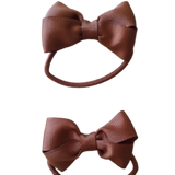 Cherish Plain Colour Hair Bow School Uniform School Hair Accessories Hair Bow 6.5cm Brown - Pinkberry Kisses