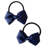 Cherish Plain Colour Hair Bow School Uniform School Hair Accessories Hair Bow 6.5cm Navy Blue - Pinkberry Kisses Hair Tie Pair