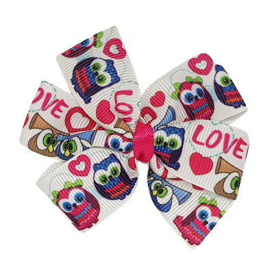 Chica Hair Bow - Love Owls non Slip Hair Clip Baby toddler hair accessories Pinkberry Kisses