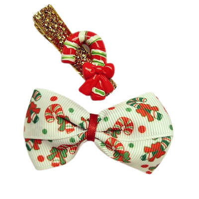 Christmas hair accessories - Cherish Hair Bow Candy Canes Hair accessories for girls Hair accessories for baby - Pinkberry Kisses