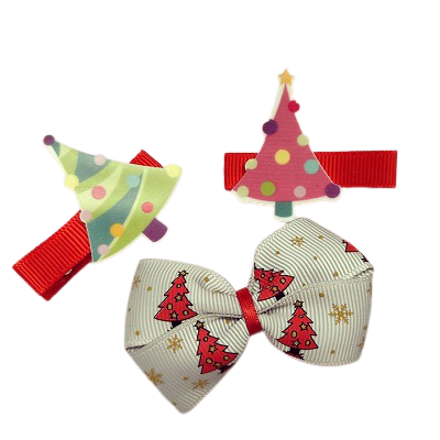 Christmas hair accessories - Cherish Hair Bow Christmas Tree Hair Set -accessories for girls Hair accessories for baby - Pinkberry Kisses