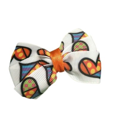 Hair accessories for girls - bella hair bow orange hearts Hair accessories for girls Hair accessories for baby - Pinkberry Kisses