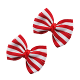 Hair accessories for girls - bella hair bow red stripes Hair accessories for girls Hair accessories for baby toddler Non slip hair clip pair - Pinkberry Kisses