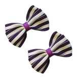 Hair accessories for girls - bella hair bow Purple stripes Hair accessories for girls Hair accessories for baby toddler Non slip hair clip pair - Pinkberry Kisses