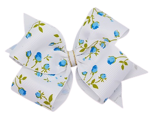 Hair bows for adults timeless collection - blue and White flowers
