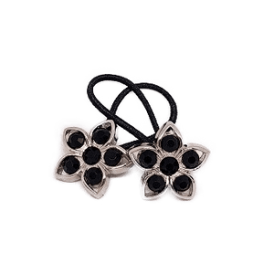 Pigtail Hair Band Toggles - Black Flower