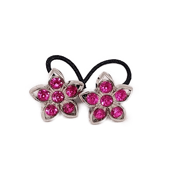 Pigtail Hair Band Toggles - Pink Flower