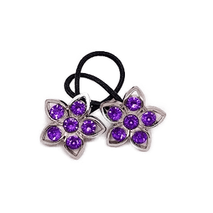 Pigtail Hair Band Toggles - Purple Flower