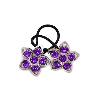 Pigtail Hair Band Toggles - Purple Flower