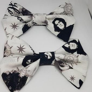 Rockabilly pin up fabric hair bow - harry potter black and white