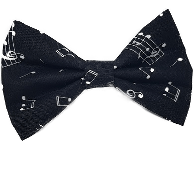 Rockabilly pin up fabric hair bow - music notes