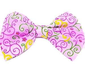 Rockabilly pin up fabric hair bow - pink and purple swirls