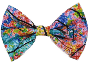 Rockabilly pin up fabric hair bow - rainbow forest