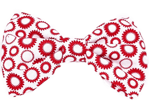 Rockabilly pin up fabric hair bow - white with red circles