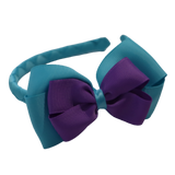 School Woven Double Cherish Bow Headband School Uniform Headband Hair Accessories Pinkberry Kisses Misty Turquoise Grape