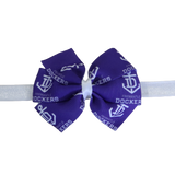 AFL Fremantle Dockers Bella Hair Bow Soft Baby Headband Sports Hair Bow, Sports Team Accessories  Pinkberry Kisses AFL