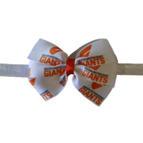 AFL Greater Western Sydney Giants (GWS) Bella Hair Bow Soft Baby Headband Sports Hair Bow, Sports Team Accessories Pinkberry Kisses