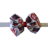 AFL Melbourne Demons Bella Hair Bow Soft Baby Headband Sports Hair Bow, Sports Team Accessories Pinkberry Kisses