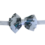 AFL Port Adelaide Power Bella Hair Bow Soft Baby Headband Sports Hair Bow, Sports Team Accessories Pinkberry Kisses AFL