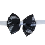 Rugby Union NZ All Blacks Bella Hair Bow Soft Baby Headband Sports Hair Bow, Sports Team Accessories Pinkberry Kisses