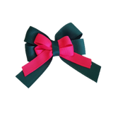 amore bow double layer colour school uniform hair clip school hair accessories hair bow baby girl pinkberry kisses Hunter Green shocking pink