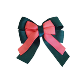 amore bow double layer colour school uniform hair clip school hair accessories hair bow baby girl pinkberry kisses Hunter Green coral rose