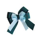 amore bow double layer colour school uniform hair clip school hair accessories hair bow baby girl pinkberry kisses Hunter Green  Light Blue