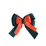 amore bow double layer colour school uniform hair clip school hair accessories hair bow baby girl pinkberry kisses Hunter Green  Neon Orange