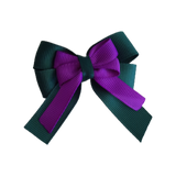 amore bow double layer colour school uniform hair clip school hair accessories hair bow baby girl pinkberry kisses Hunter Green Purple