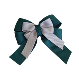 amore bow double layer colour school uniform hair clip school hair accessories hair bow baby girl pinkberry kisses Hunter Green Silver