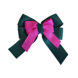 amore bow double layer colour school uniform hair clip school hair accessories hair bow baby girl pinkberry kisses Hunter Green  garden rose