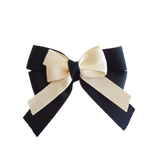 amore bow double layer colour school uniform hair clip school hair accessories hair bow baby girl pinkberry kisses black Ivory Cream