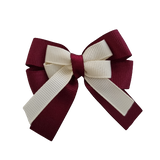 amore bow double layer colour school uniform hair clip school hair accessories hair bow baby girl pinkberry kisses Burgundy Cream
