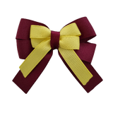 amore bow double layer colour school uniform hair clip school hair accessories hair bow baby girl pinkberry kisses Burgundy Lemon