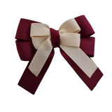 amore bow double layer colour school uniform hair clip school hair accessories hair bow baby girl pinkberry kisses Burgundy Nude
