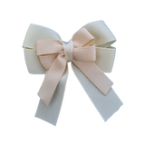 amore bow double layer colour school uniform hair clip school hair accessories hair bow baby girl pinkberry kisses cream  Nude
