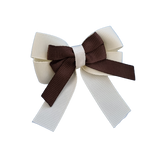 amore bow double layer colour school uniform hair clip school hair accessories hair bow baby girl pinkberry kisses Cream Brown