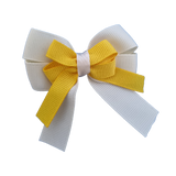 amore bow double layer colour school uniform hair clip school hair accessories hair bow baby girl pinkberry kisses Cream Mazie Yellow