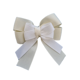 amore bow double layer colour school uniform hair clip school hair accessories hair bow baby girl pinkberry kisses cream Whtie