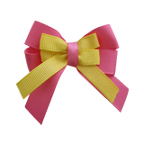 amore bow double layer colour school uniform hair clip school hair accessories Non Slip Hair Clip hair bow baby girl pinkberry kisses Hot Pink  Lemon