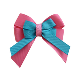 amore bow double layer colour school uniform hair clip school hair accessories Non Slip Hair Clip hair bow baby girl pinkberry kisses Hot Pink  misty Turquoise