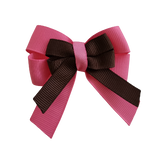 amore bow double layer colour school uniform hair clip school hair accessories Non Slip Hair Clip hair bow baby girl pinkberry kisses Hot Pink  Brown