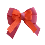 amore bow double layer colour school uniform hair clip school hair accessories Non Slip Hair Clip hair bow baby girl pinkberry kisses Hot Pink  Neon Orange
