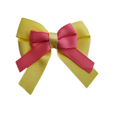 amore bow double layer colour school uniform hair clip school hair accessories hair bow baby girl pinkberry kisses Lemon Yellow  Coral Rose