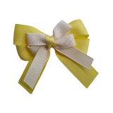 amore bow double layer colour school uniform hair clip school hair accessories hair bow baby girl pinkberry kisses Lemon Yellow  Cream Ivory