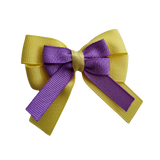 amore bow double layer colour school uniform hair clip school hair accessories hair bow baby girl pinkberry kisses Lemon Yellow  Grape