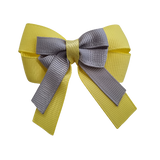amore bow double layer colour school uniform hair clip school hair accessories hair bow baby girl pinkberry kisses Lemon Yellow  Grey