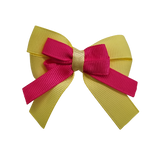 amore bow double layer colour school uniform hair clip school hair accessories hair bow baby girl pinkberry kisses Lemon Yellow  Hot Pink