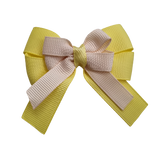 amore bow double layer colour school uniform hair clip school hair accessories hair bow baby girl pinkberry kisses Lemon Yellow  Nude