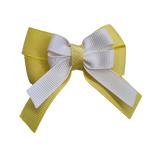 amore bow double layer colour school uniform hair clip school hair accessories hair bow baby girl pinkberry kisses Lemon Yellow  White